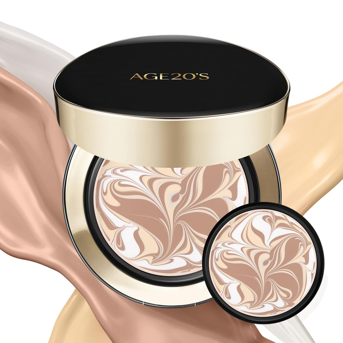 AGE 20's Signature Essence Pact SPF50 compact in beige provides sun protection and a dewy glow
