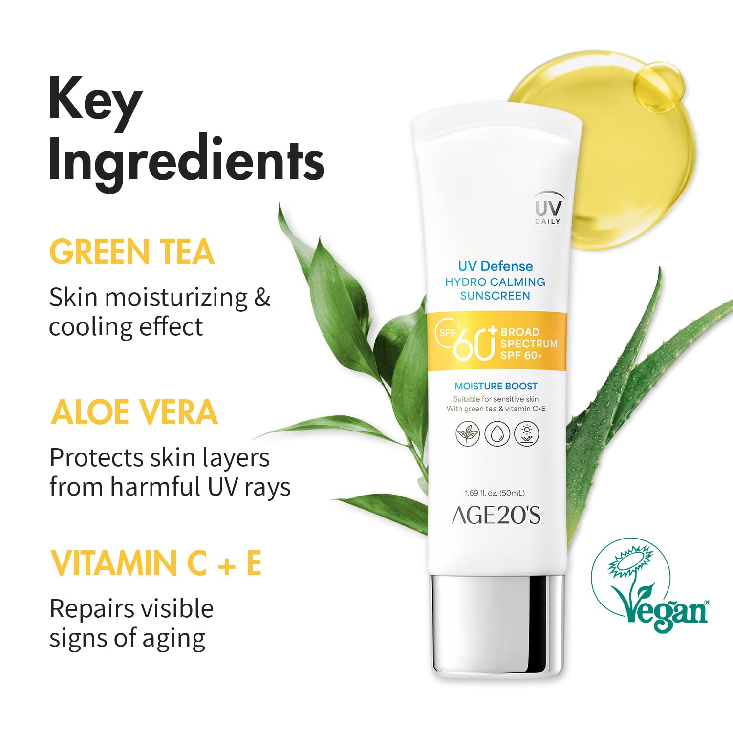 AGE20'S UV Defense Sunscreen on face delivers dewy glow without heaviness