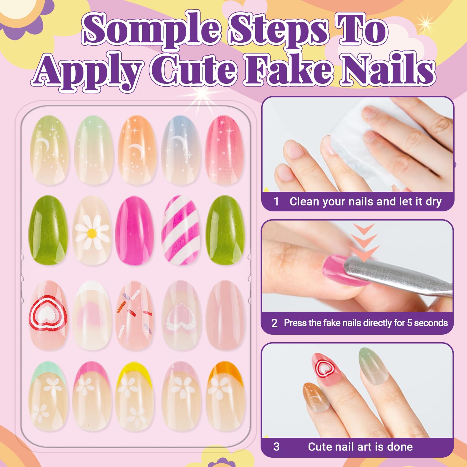 AGGKKY kids nail tools 3 piece helps prep and apply nails with ease.