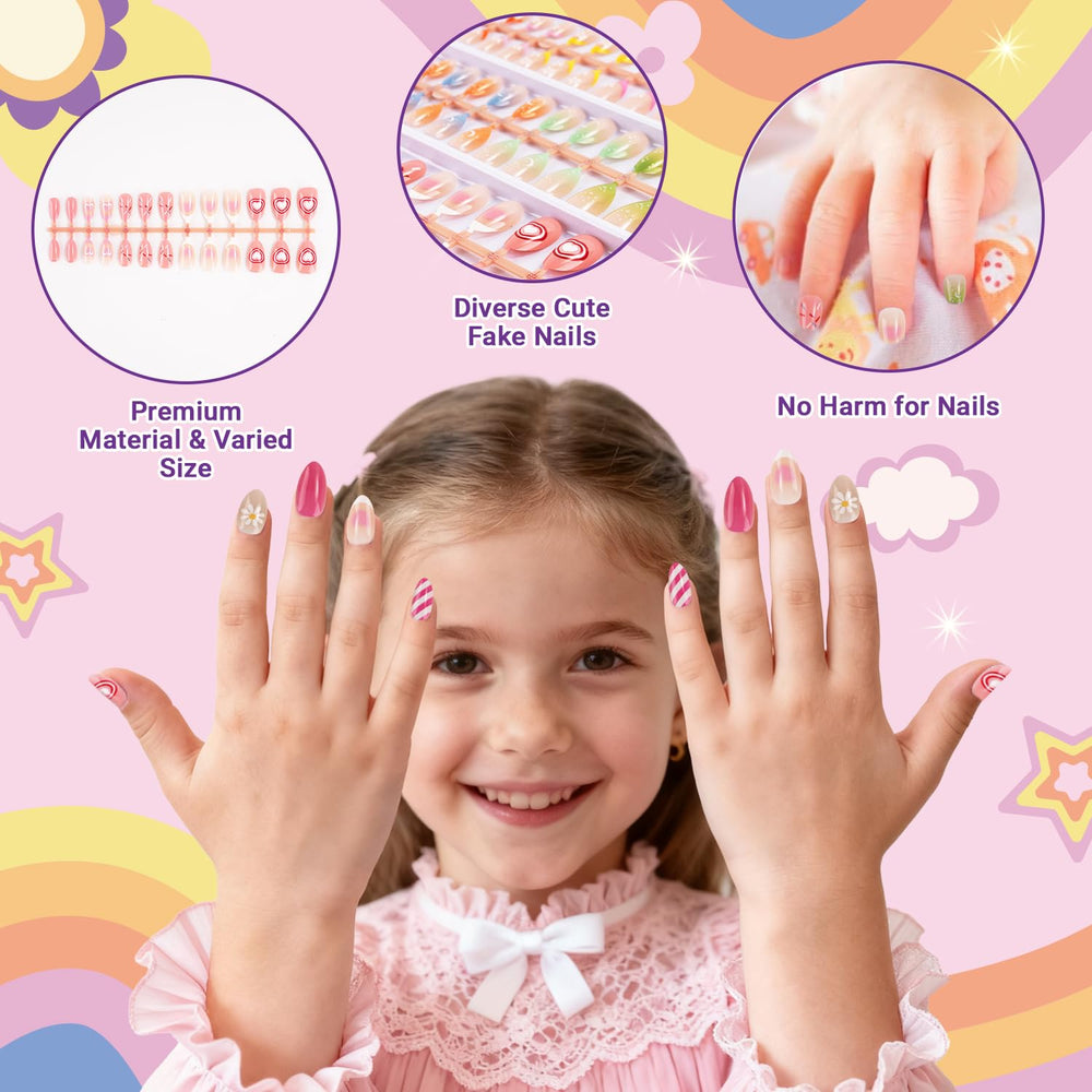 AGGKKY nails styles display highlights four cute patterns for dress up.
