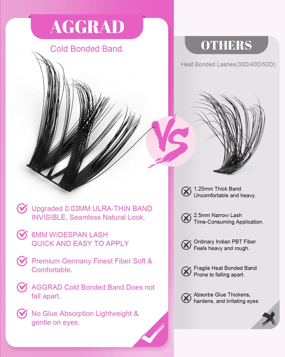 AGGRAD Flora Lash Clusters self-adhesive application saves time during DIY lash days.