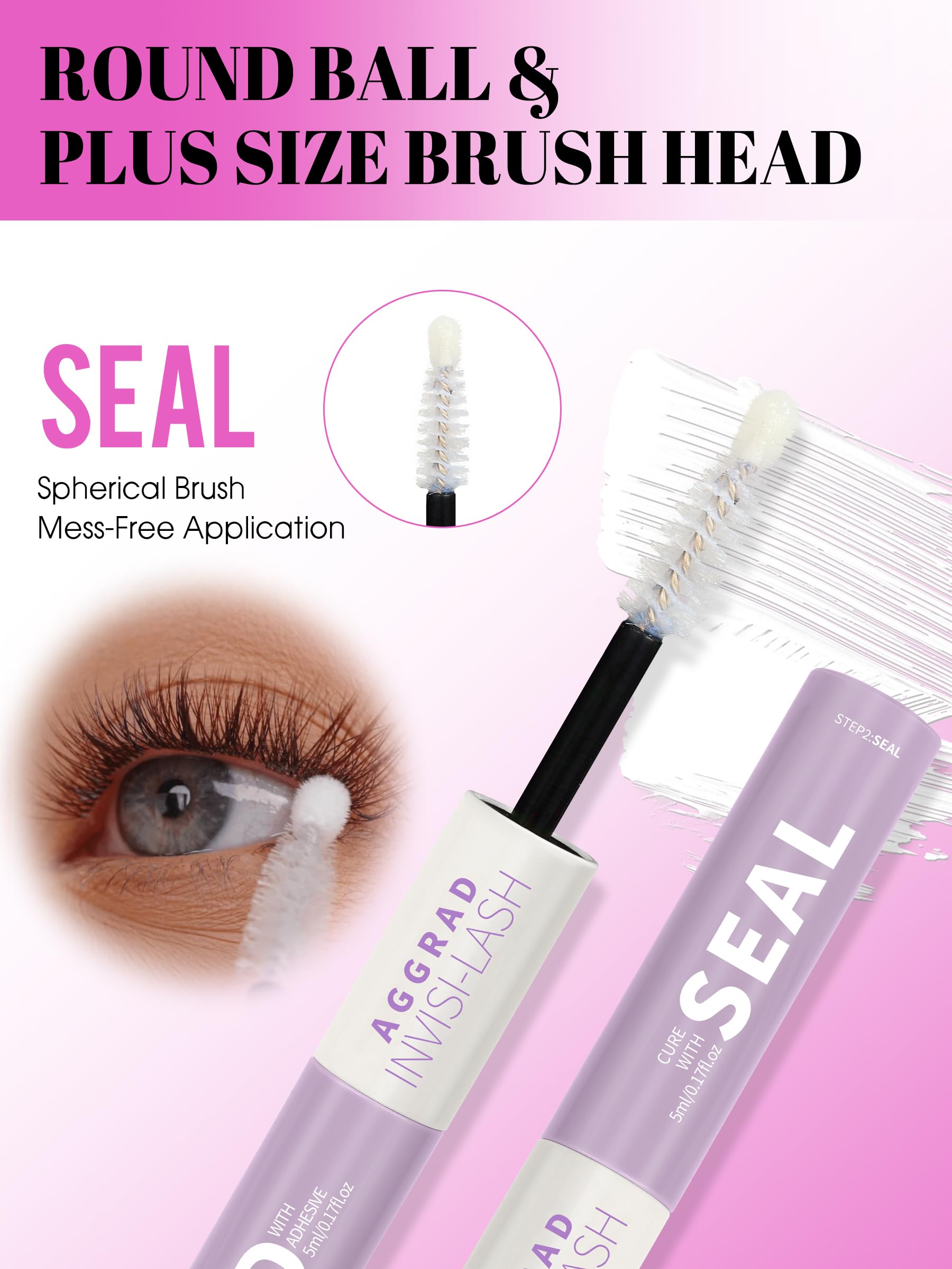 AGGRAD Clear Sealant swatch shows invisible lash band finish after application.