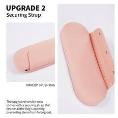 AGIKET silicone makeup brush holder closeup highlights magnetic closure and secure storage