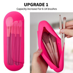 AGIKET silicone makeup brush holder Babbie Pink, open showing quick-access brush slots.