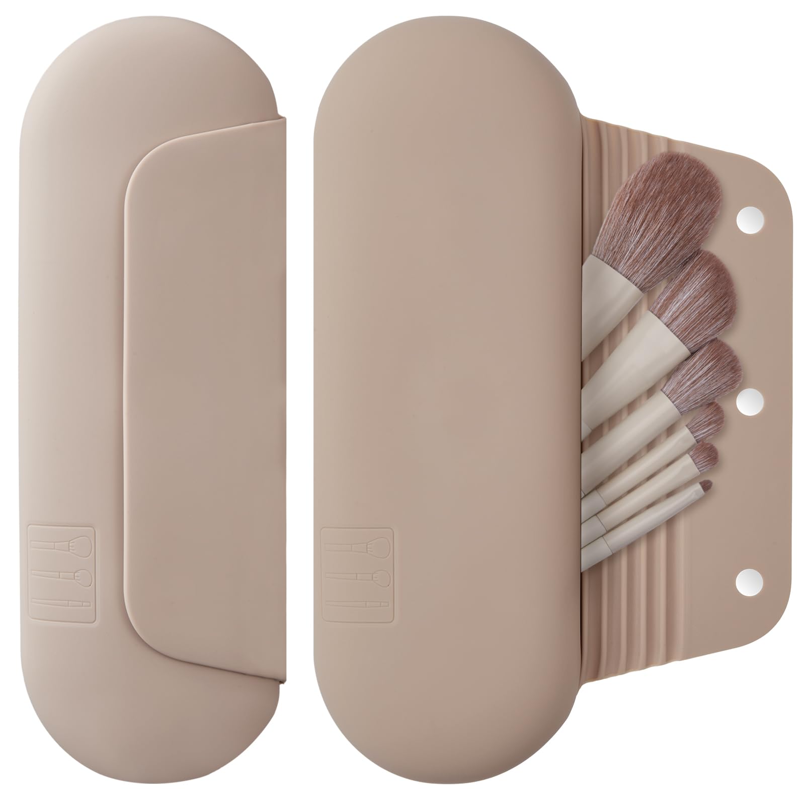 AGIKET silicone makeup brush holder front view for easy access on the go.