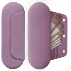 AGIKET silicone makeup brush holder front view showcases compact, travel-ready design for on-the-go grooming.