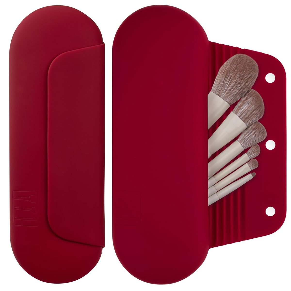 AGIKET silicone makeup brush holder front view with magnetic closure.