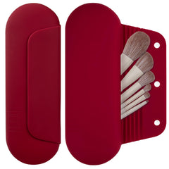 AGIKET silicone makeup brush holder front view with magnetic closure.