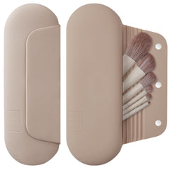 AGIKET silicone makeup brush holder front view for easy access on the go.