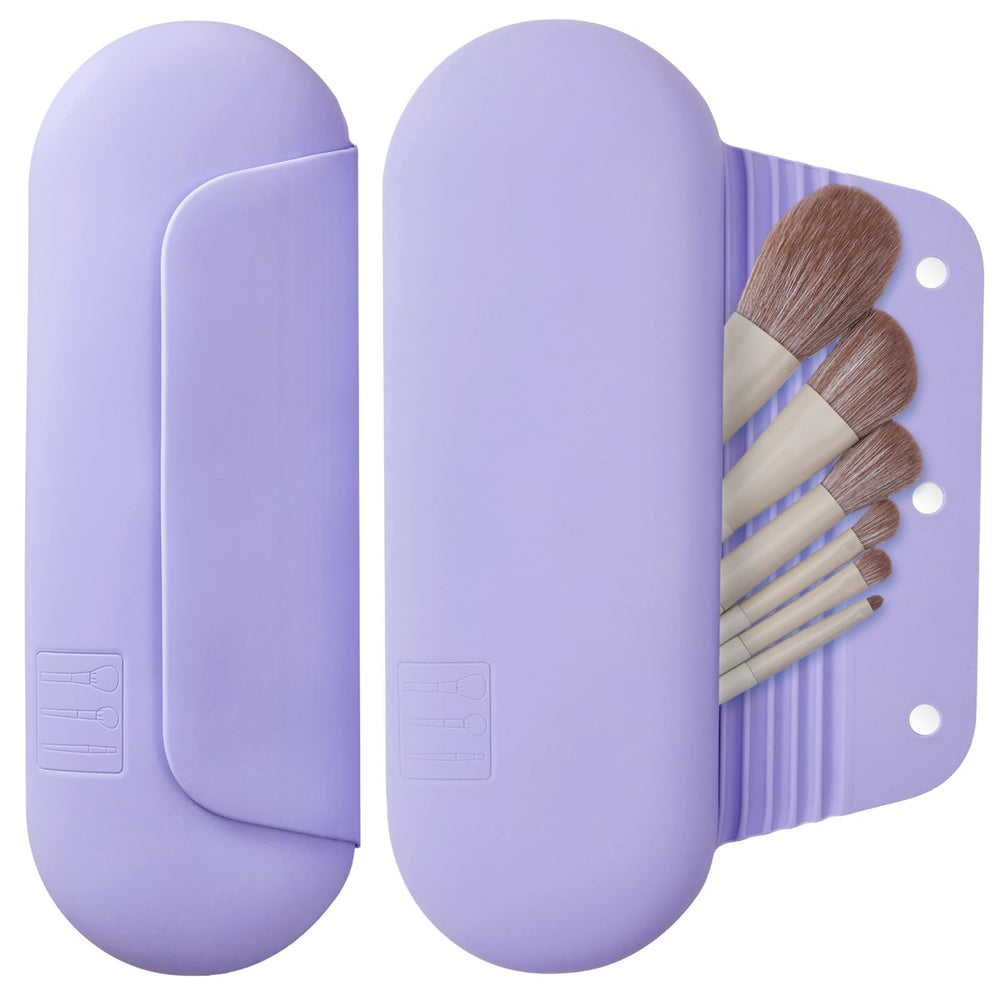 AGIKET lavender silicone brush holder close-up with secure magnetic closure for travel safety
