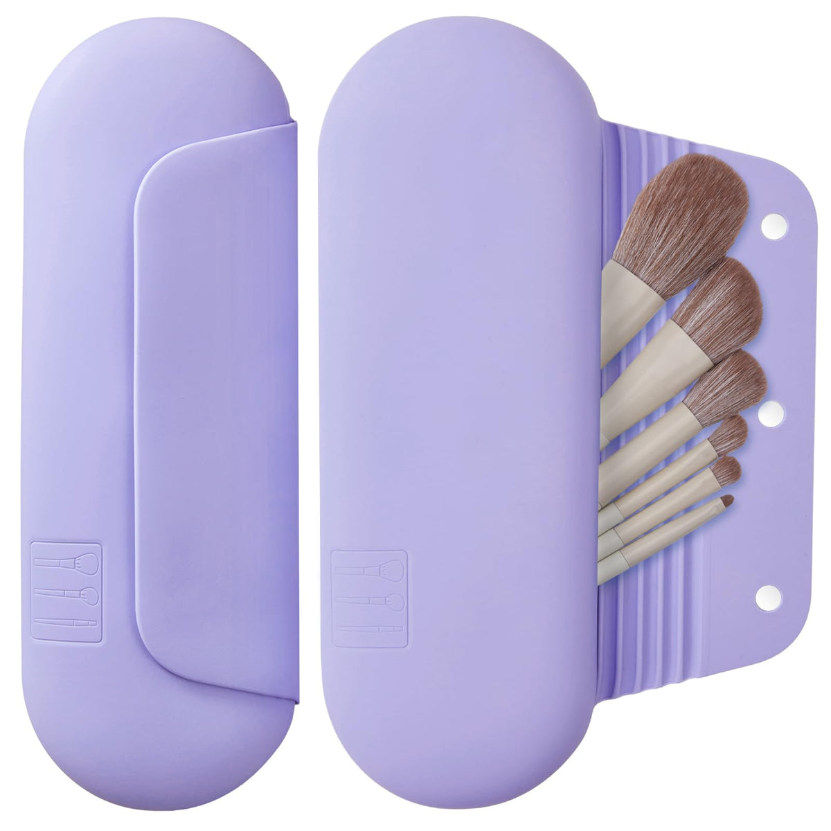 AGIKET lavender silicone brush holder close-up with secure magnetic closure for travel safety