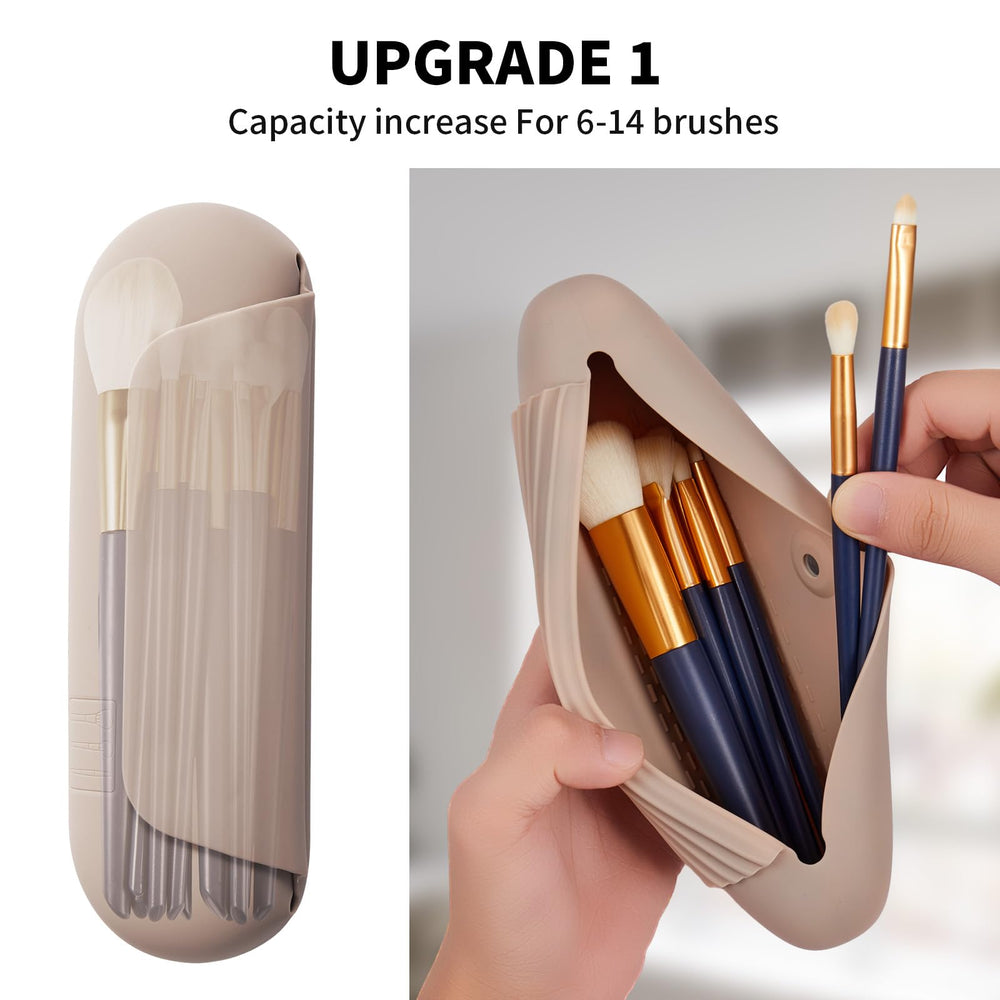 AGIKET silicone makeup brush holder open clamshell showcases secure interior and quick access.