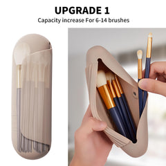 AGIKET silicone makeup brush holder open clamshell showcases secure interior and quick access.