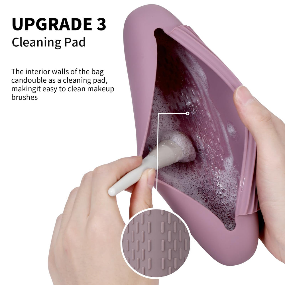 AGIKET silicone makeup brush holder open view shows organized interior access.