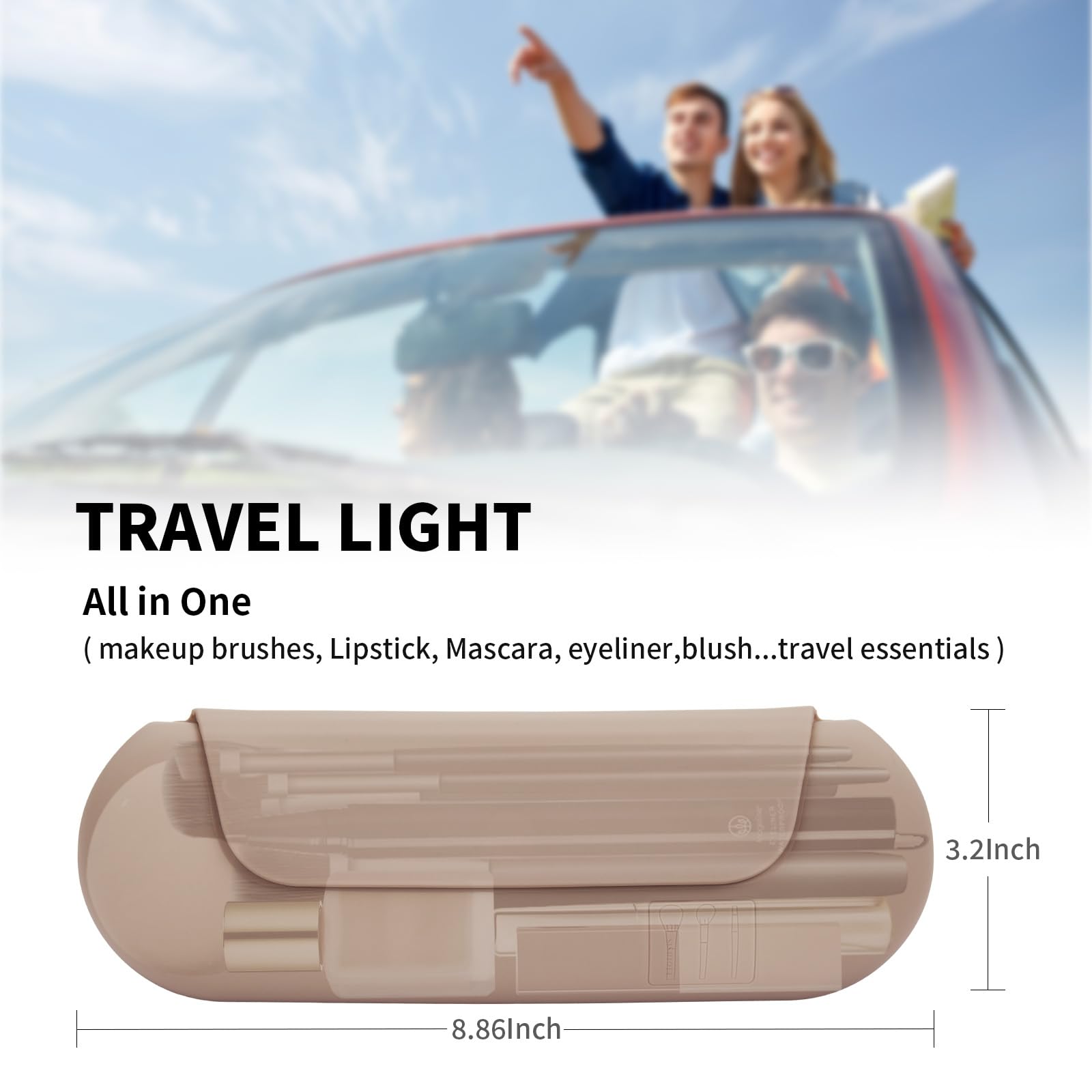 AGIKET travel compact case top view emphasizes portable travel-ready design.