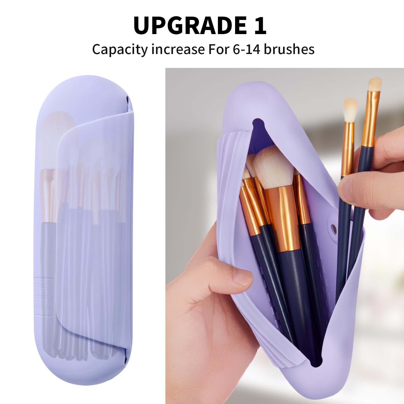 AGIKET silicone travel cosmetic bag in lavender for on-the-go touch-ups