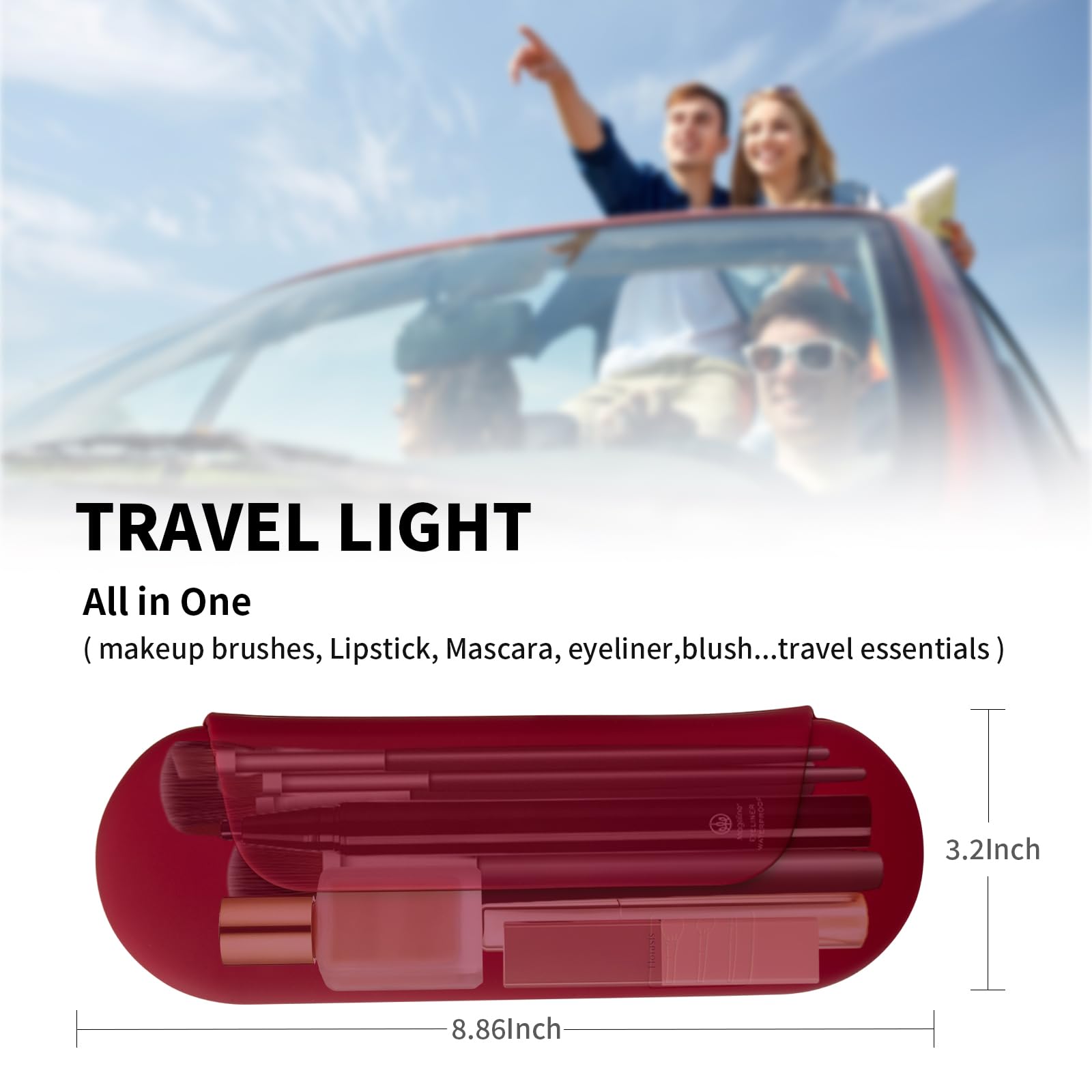 AGIKET travel-friendly makeup brush holder fits in luggage bag.
