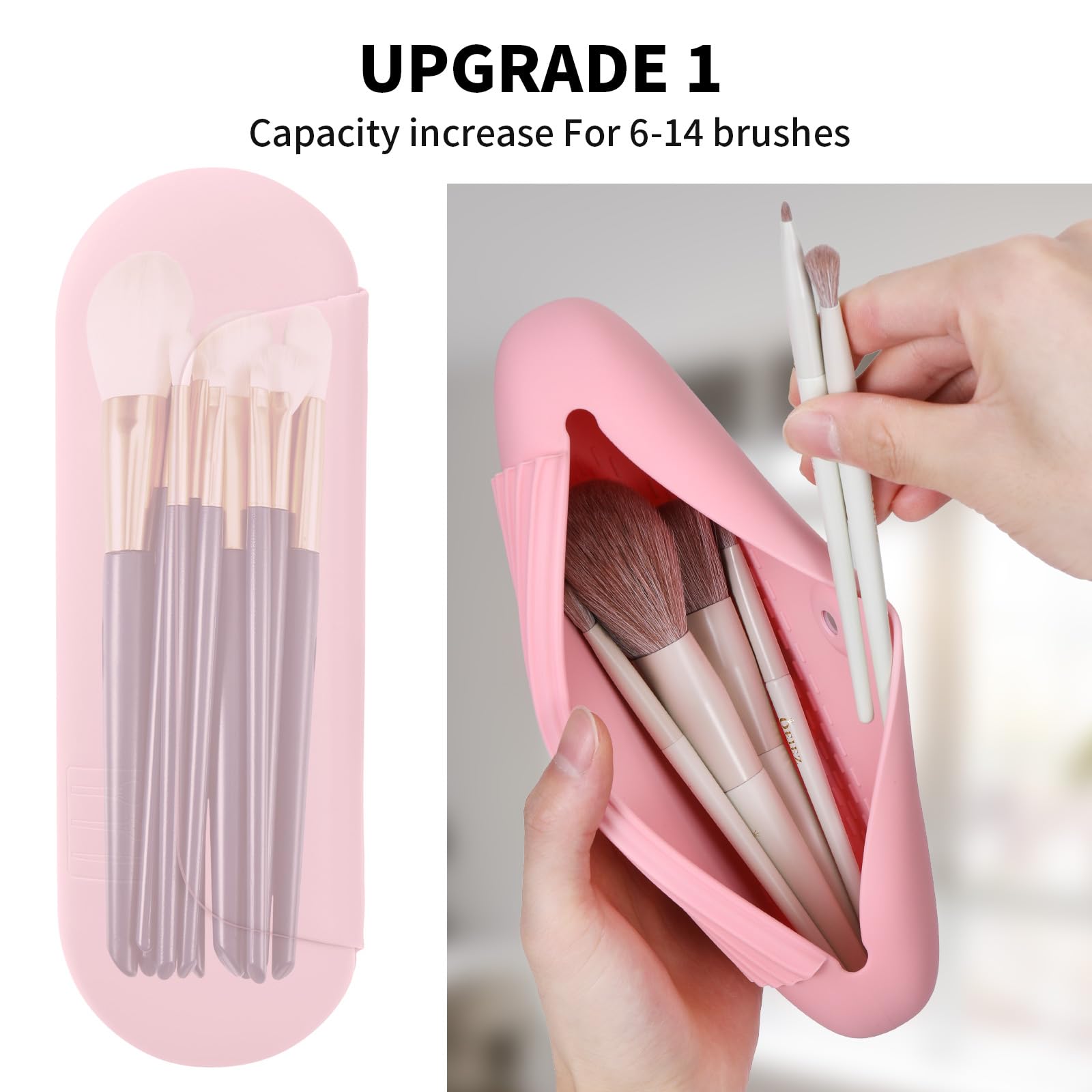 AGIKET travel makeup bag open shows spacious interior for brushes and essentials