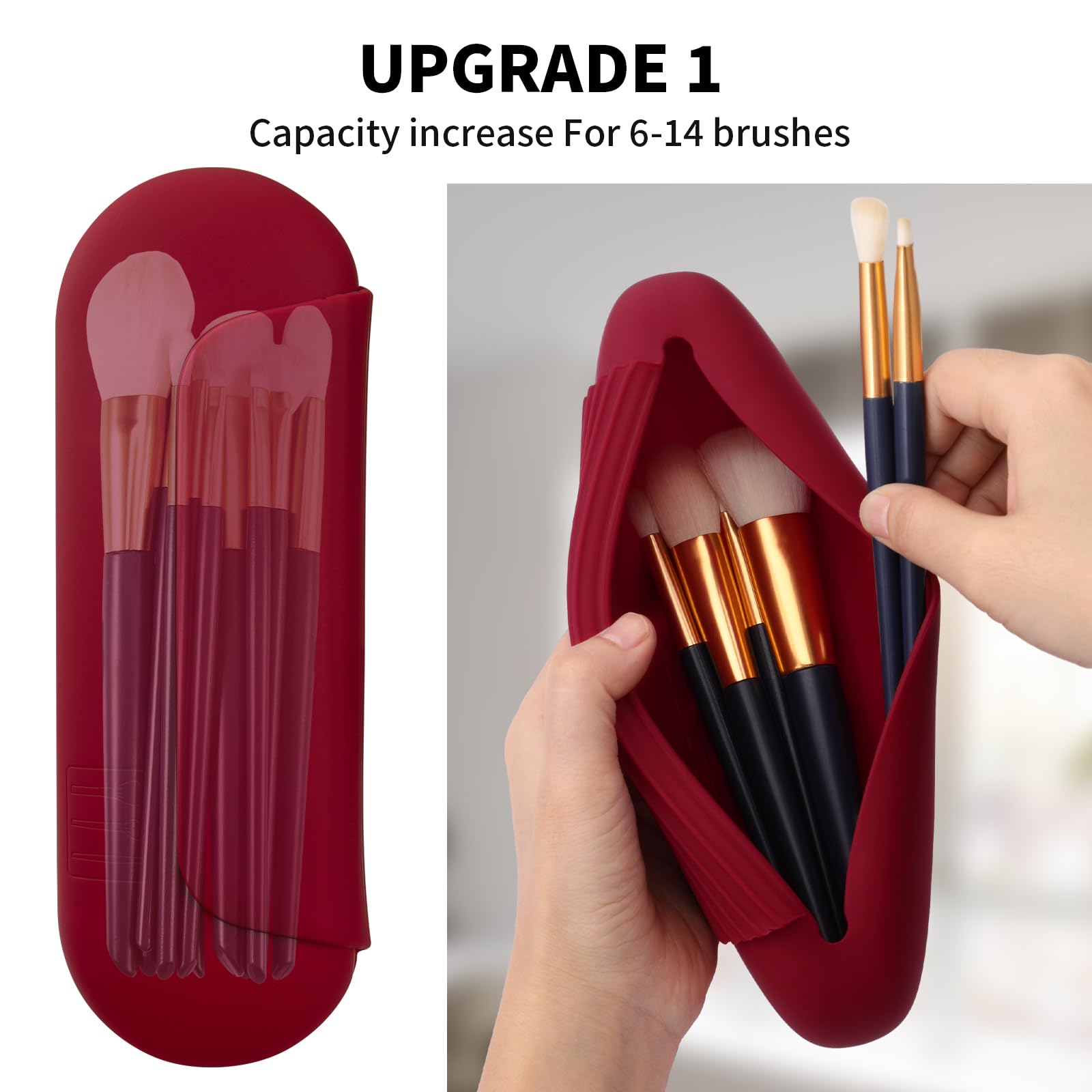 AGIKET travel case with magnetic closure secures brushes during transit.