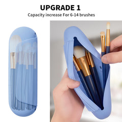 AGIKET travel makeup brush case with magnetic closure secures brushes during transit.