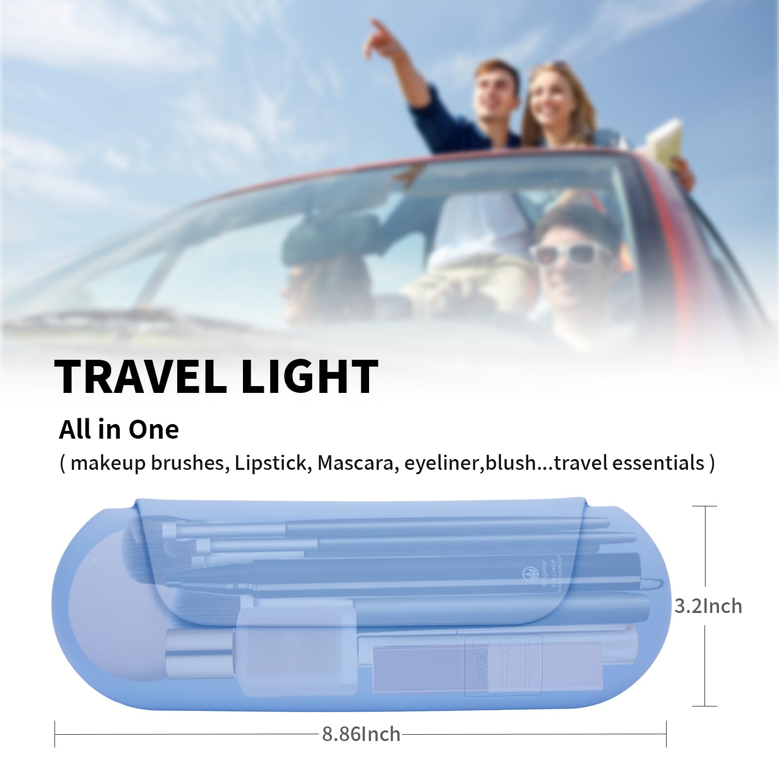 AGIKET travel-ready blue case fits in luggage or handbag.