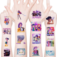 AGOODTO Kpop Demon tattoos application step demonstrates easy wet-transfer.