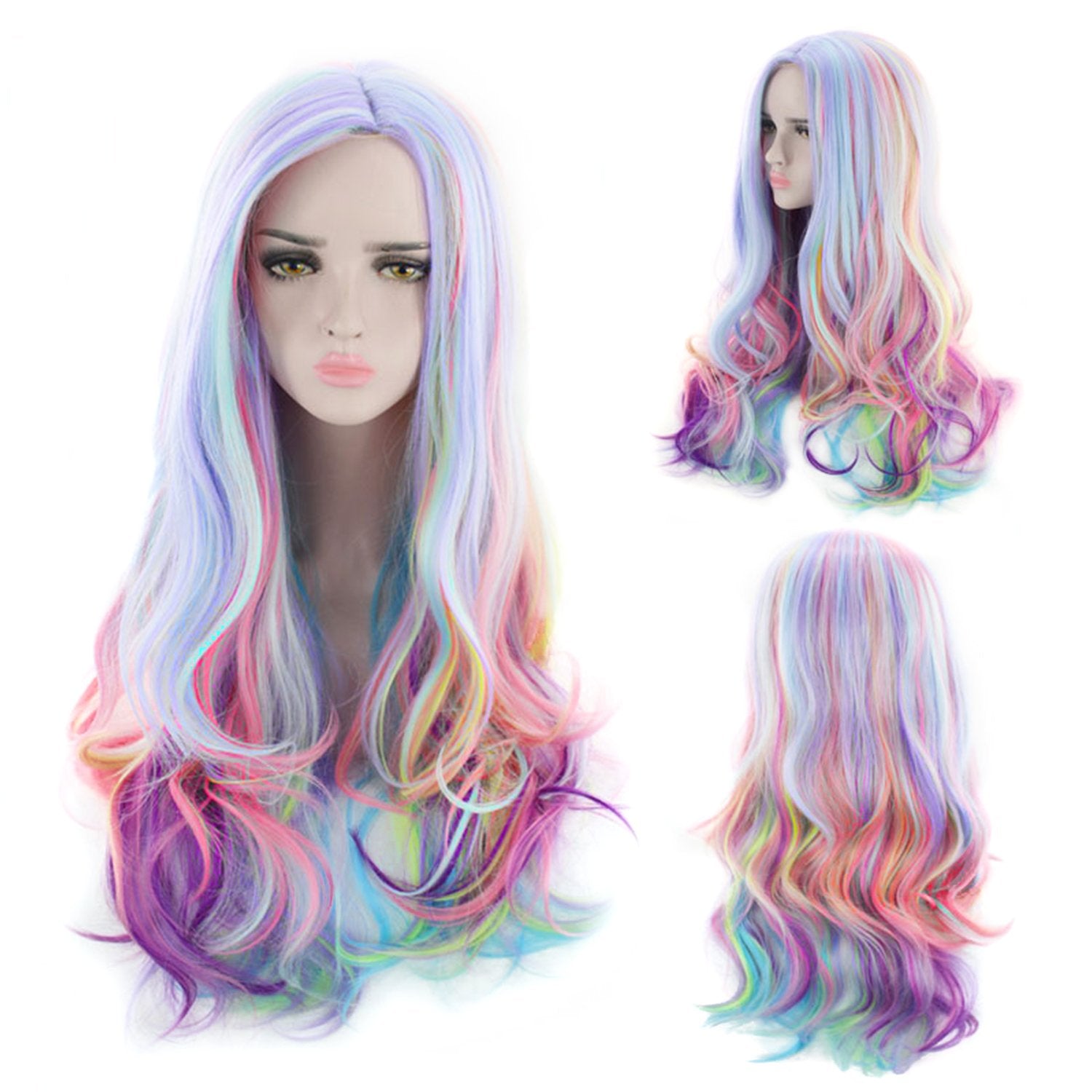 AGPTEK multi-color wig perfect for dating events and selfies.