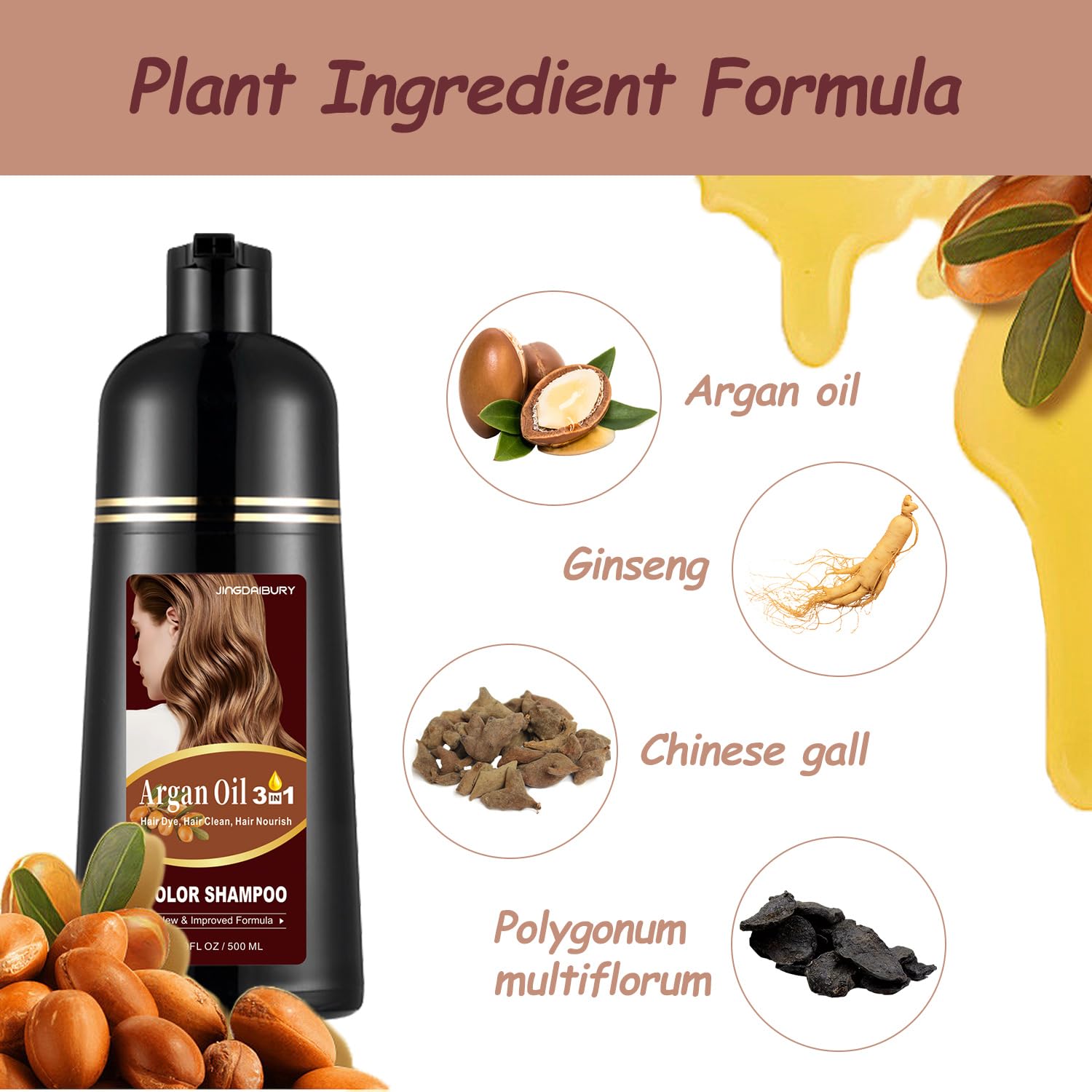 Agthyuve argan oil dye color shade black demonstrates lasting color results.