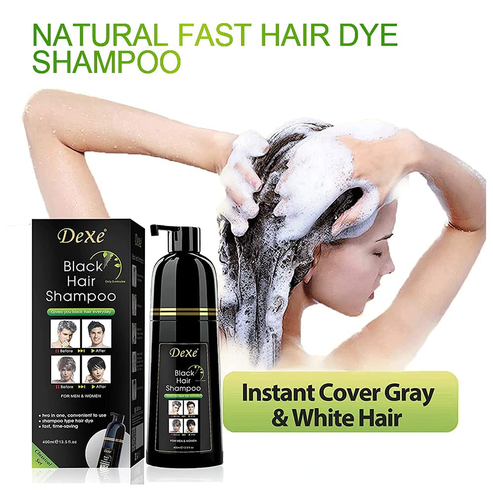 Agthyuve Dexe Hair Dye Shampoo with argan oil and ginseng nourishing hair.
