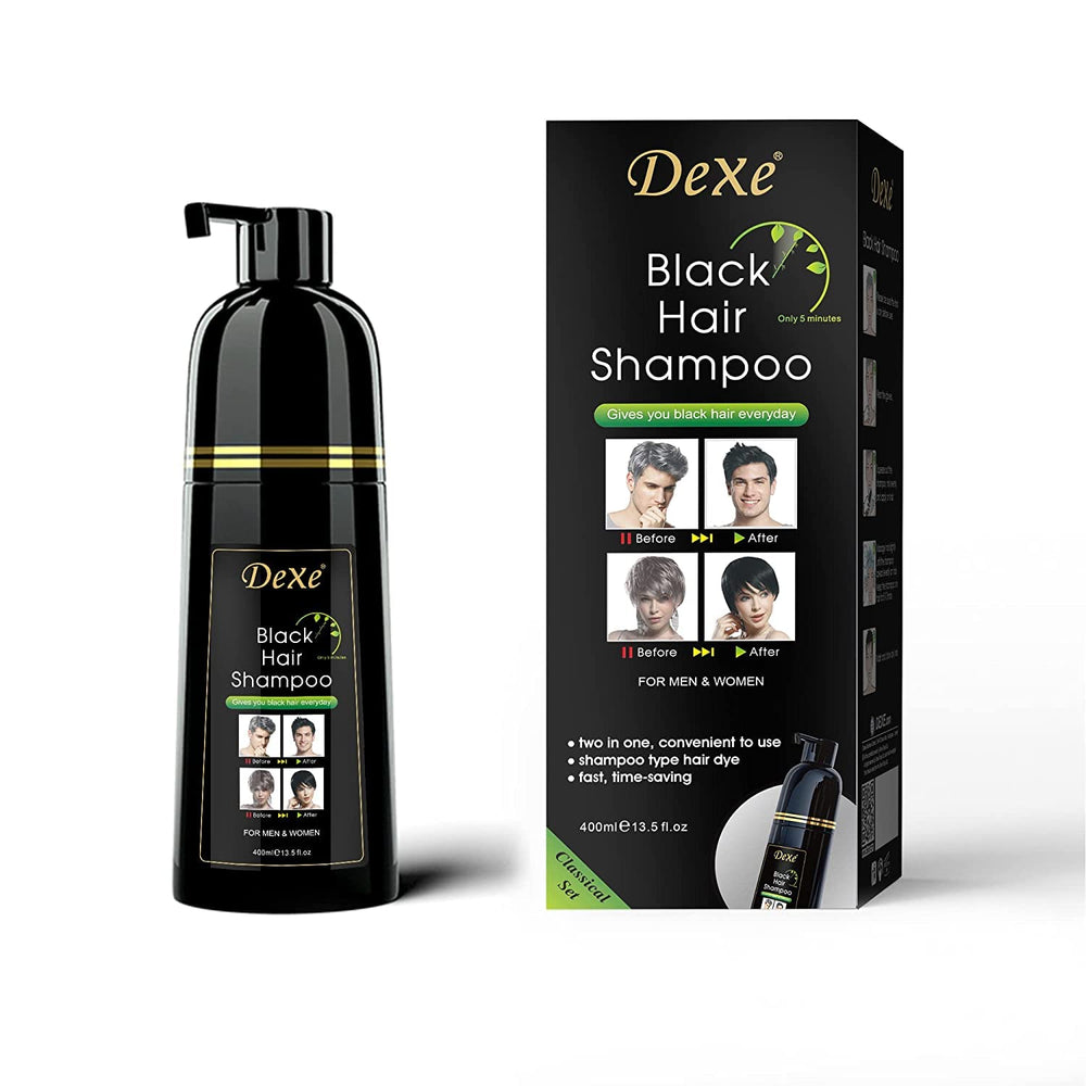 Agthyuve Dexe Hair Dye Shampoo packaging showing at-home gray coverage.