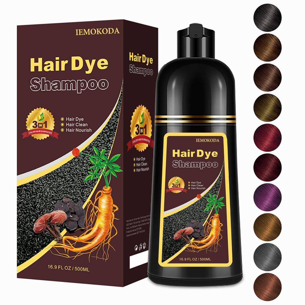 Agthyuve Hair Dye Shampoo 3in1 bottle demonstrates ready-to-use at-home color.