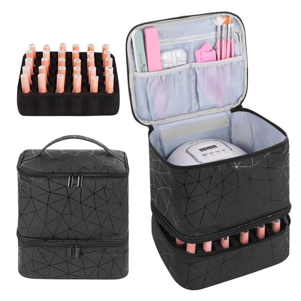 AGX Bravo nail polish storage bag front view, durable on-the-go organization