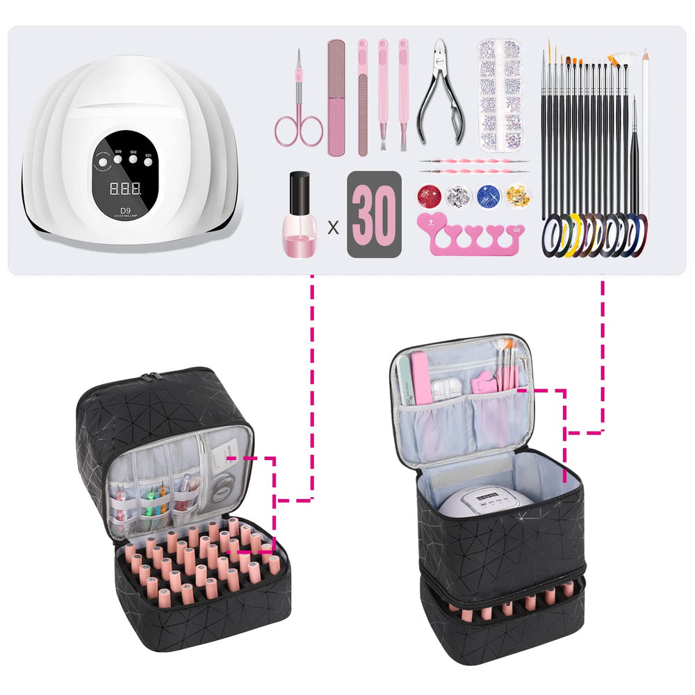 AGX Bravo bag top opening reveals quick-access pockets for manicure tools