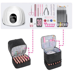 AGX Bravo bag top opening reveals quick-access pockets for manicure tools