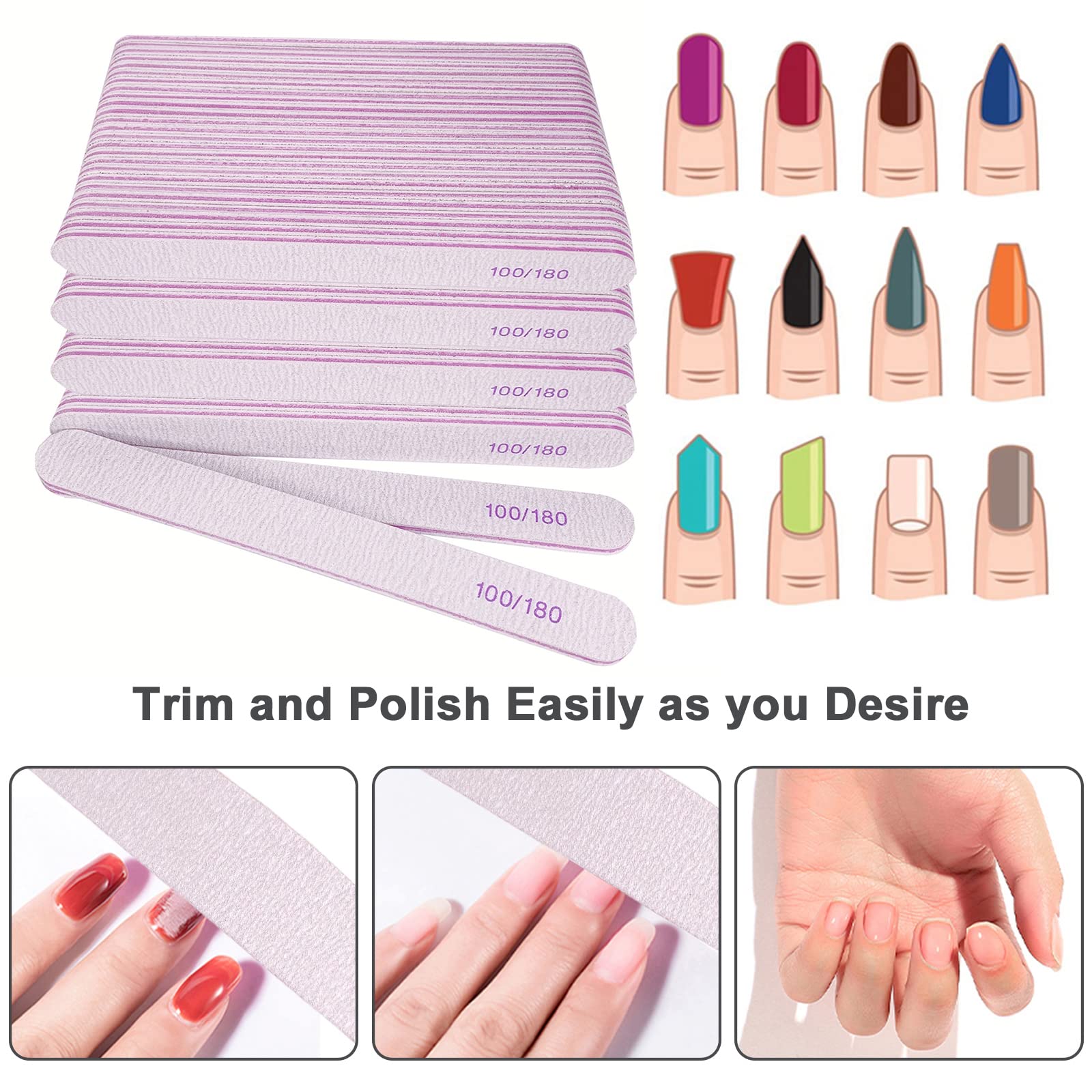 AhaTopia dual-grit 100/180 emery boards for shaping and smoothing nails.