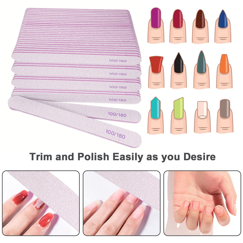 AhaTopia dual-grit 100/180 emery boards for shaping and smoothing nails.