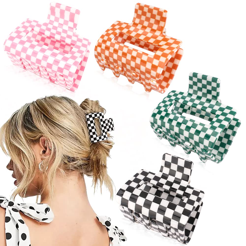 AHONEY checkered hair clip in black grips hair securely for all textures