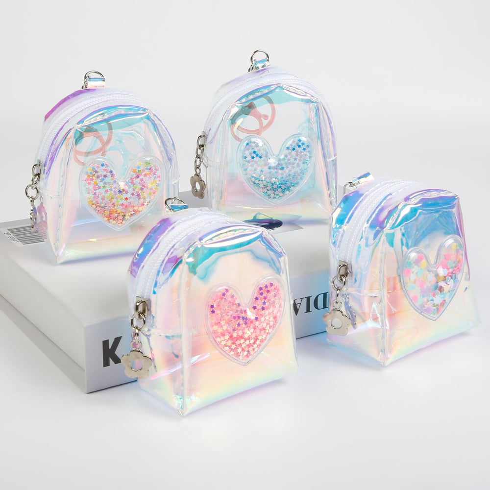 AIBFRID heart-shaped makeup bag closed view, stylish holder for lipsticks and coins.