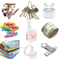 AIBFRID mini backpack keychain in gray versatile pocket for lipstick and small items.