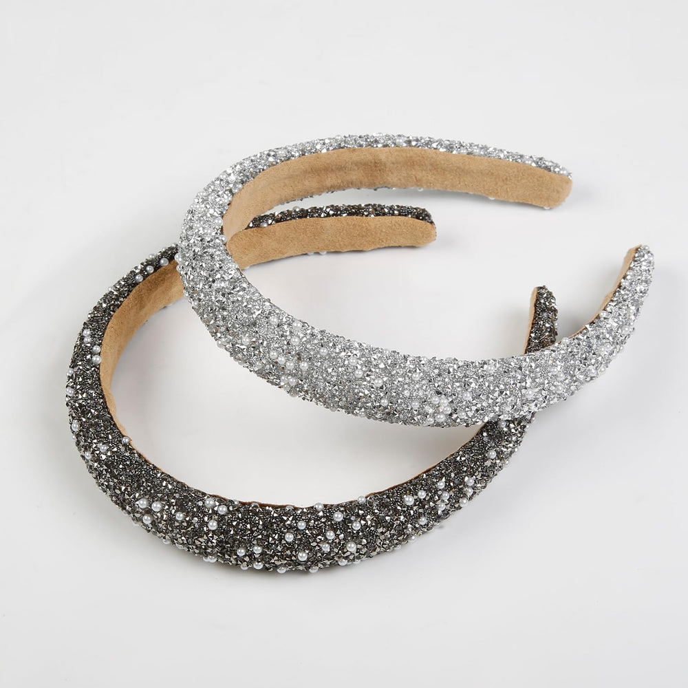 AIBFRID thick silver rhinestones detail showcases luxe shimmer