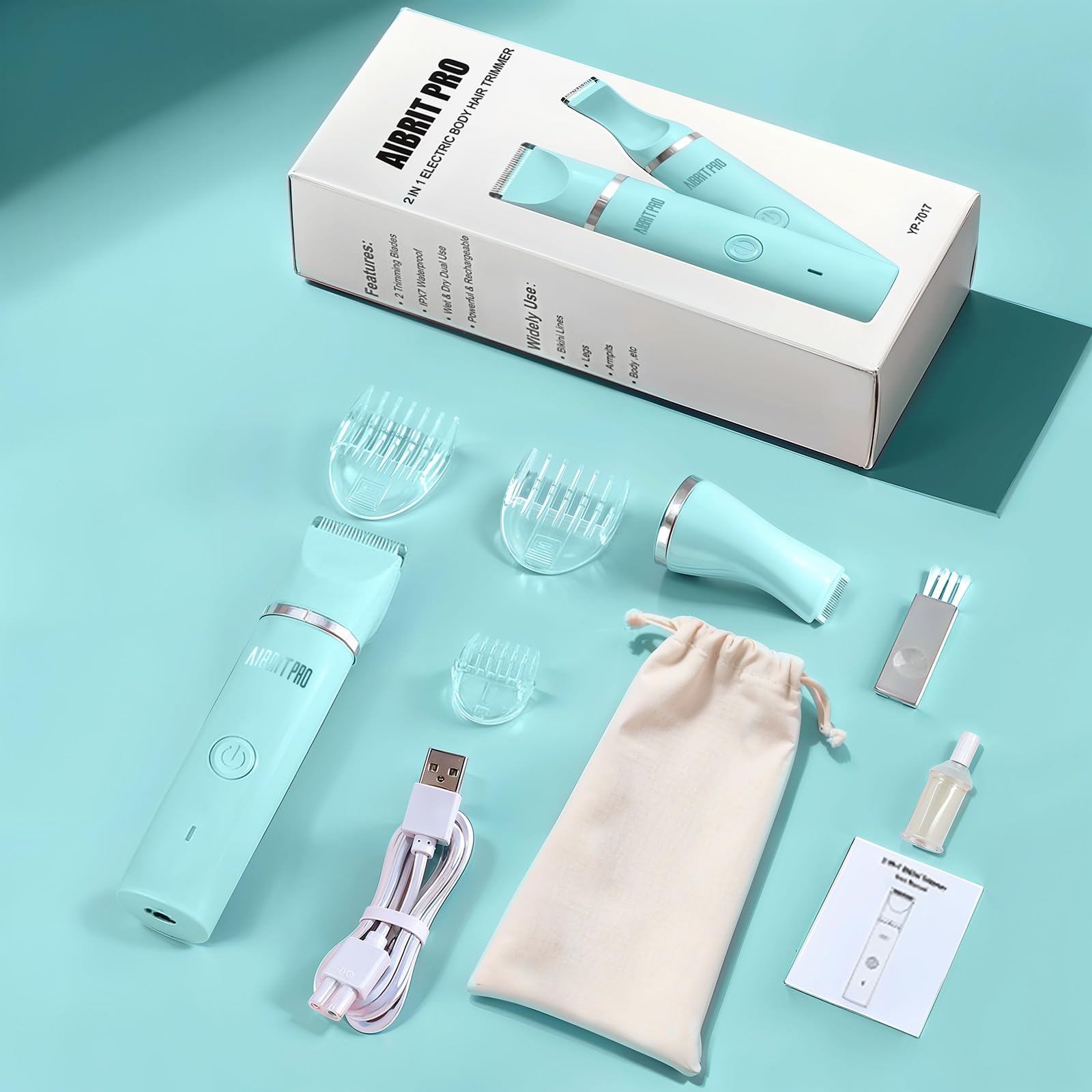 AIBRIT PRO includes hypoallergenic blades for gentle contact with sensitive skin.