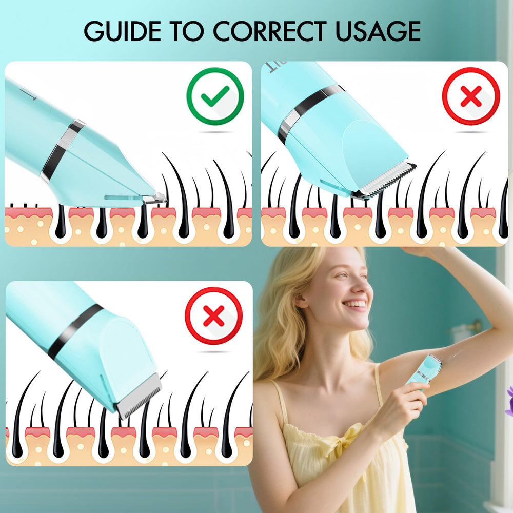 AIBRIT PRO IPX7 waterproof bikini trimmer withstands water rinsing after use.