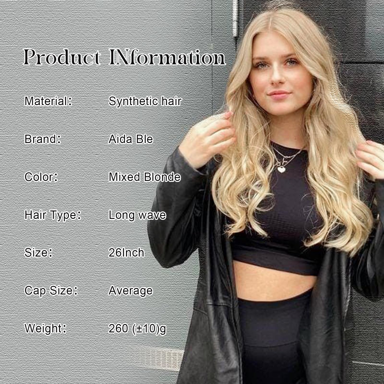 Aida ble mixed-blonde long-wave wig side view highlighting voluminous curls and soft feel.