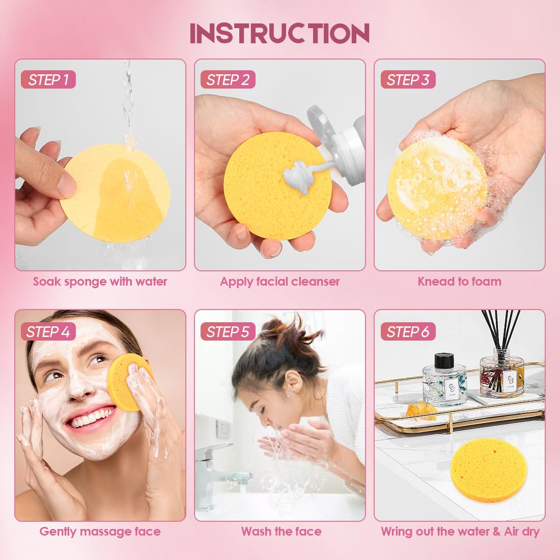 AIDEA cellulose facial sponge demonstrates high absorption and lasting softness after rinse