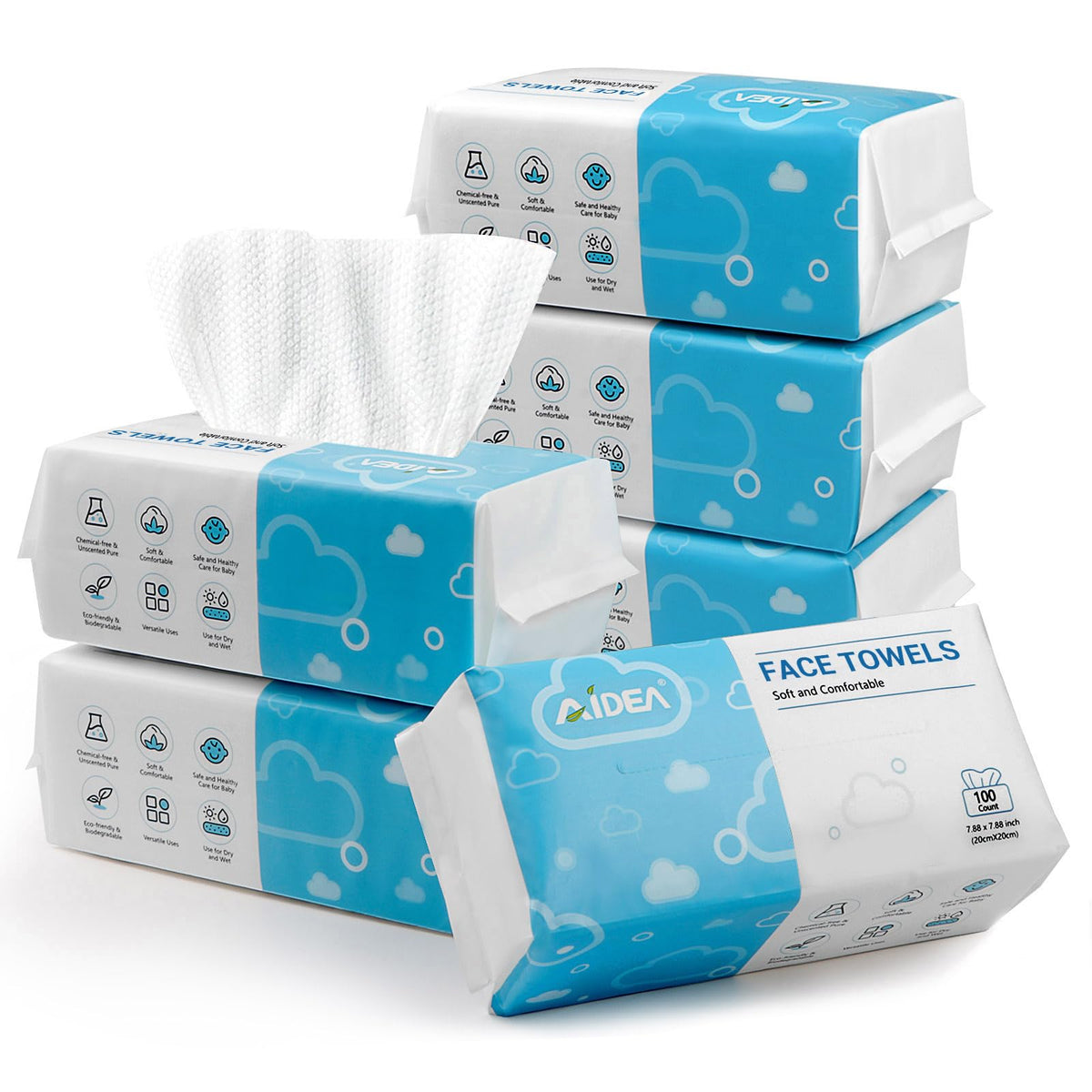 AIDEA face towel soft-plush-touch for gentle cleansing and makeup removal.