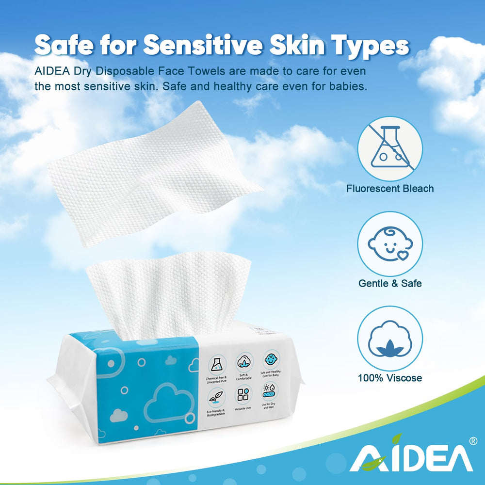 AIDEA face towel wet-dry-uses enables makeup removal or drying after cleansing.