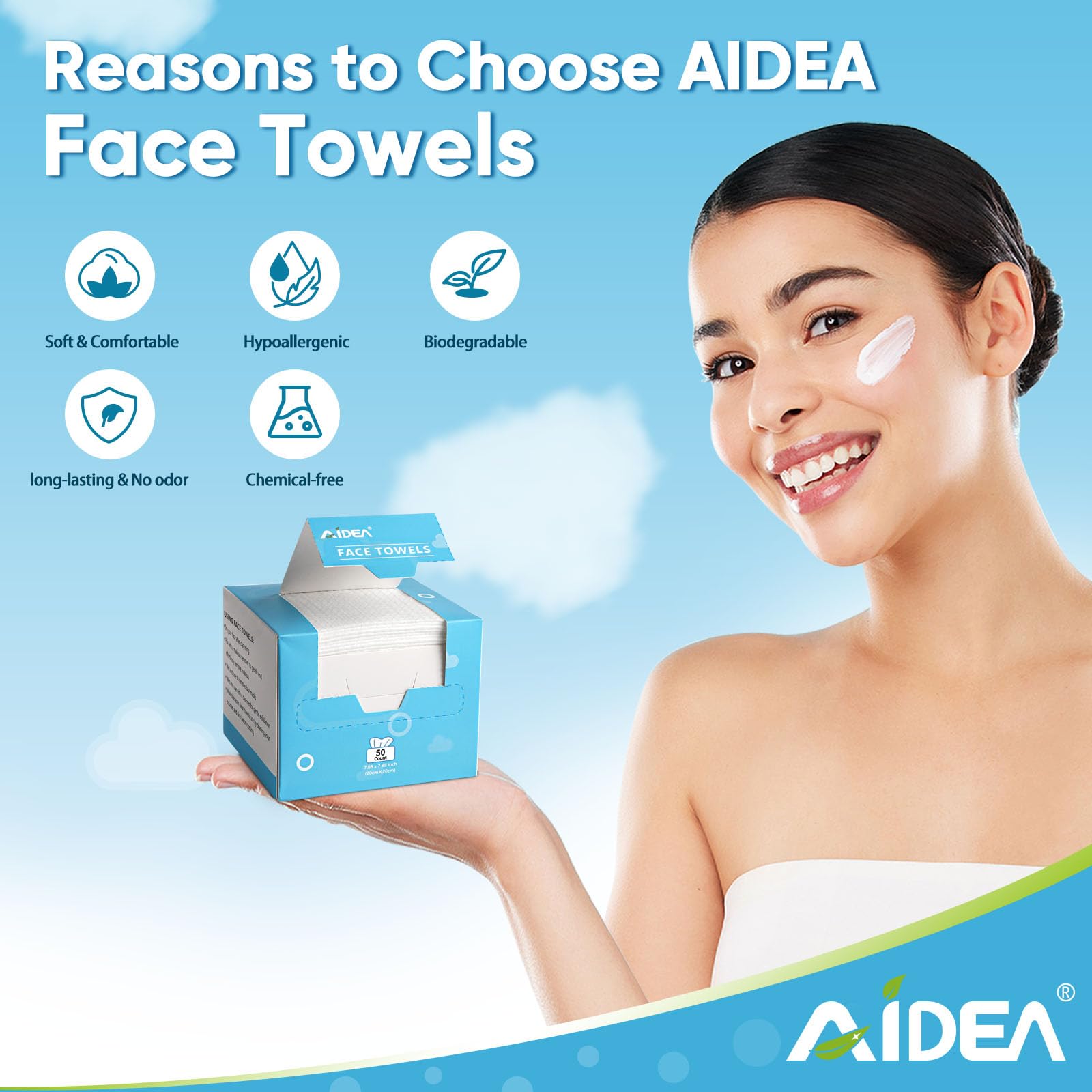 AIDEA face towels lint-free finish delivers clean, residue-free use