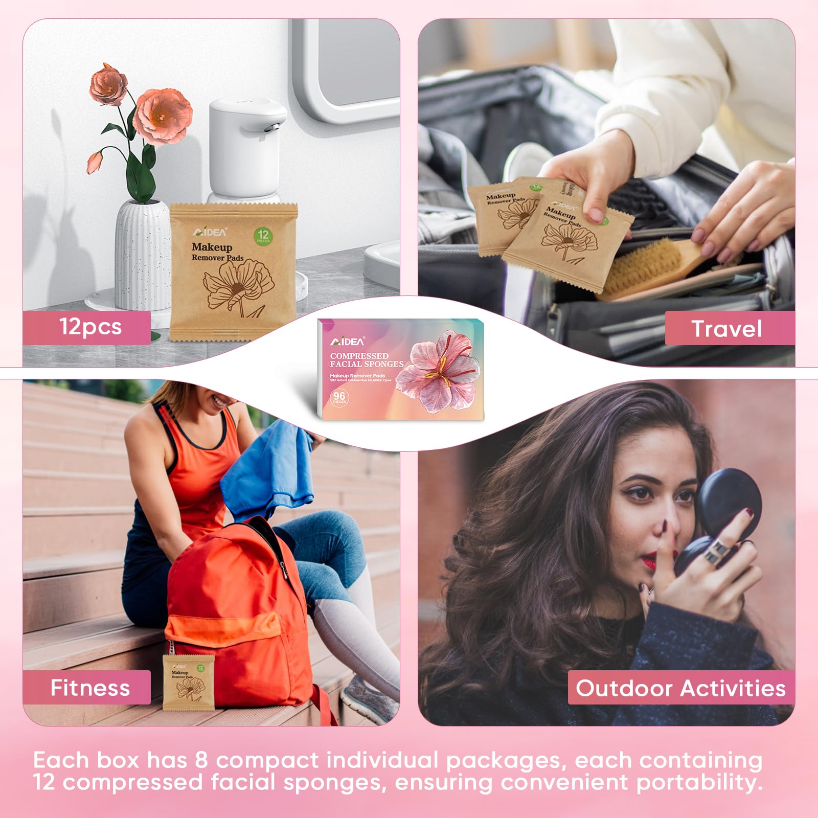AIDEA makeup removal sponges applying product for makeup removal and skincare prep