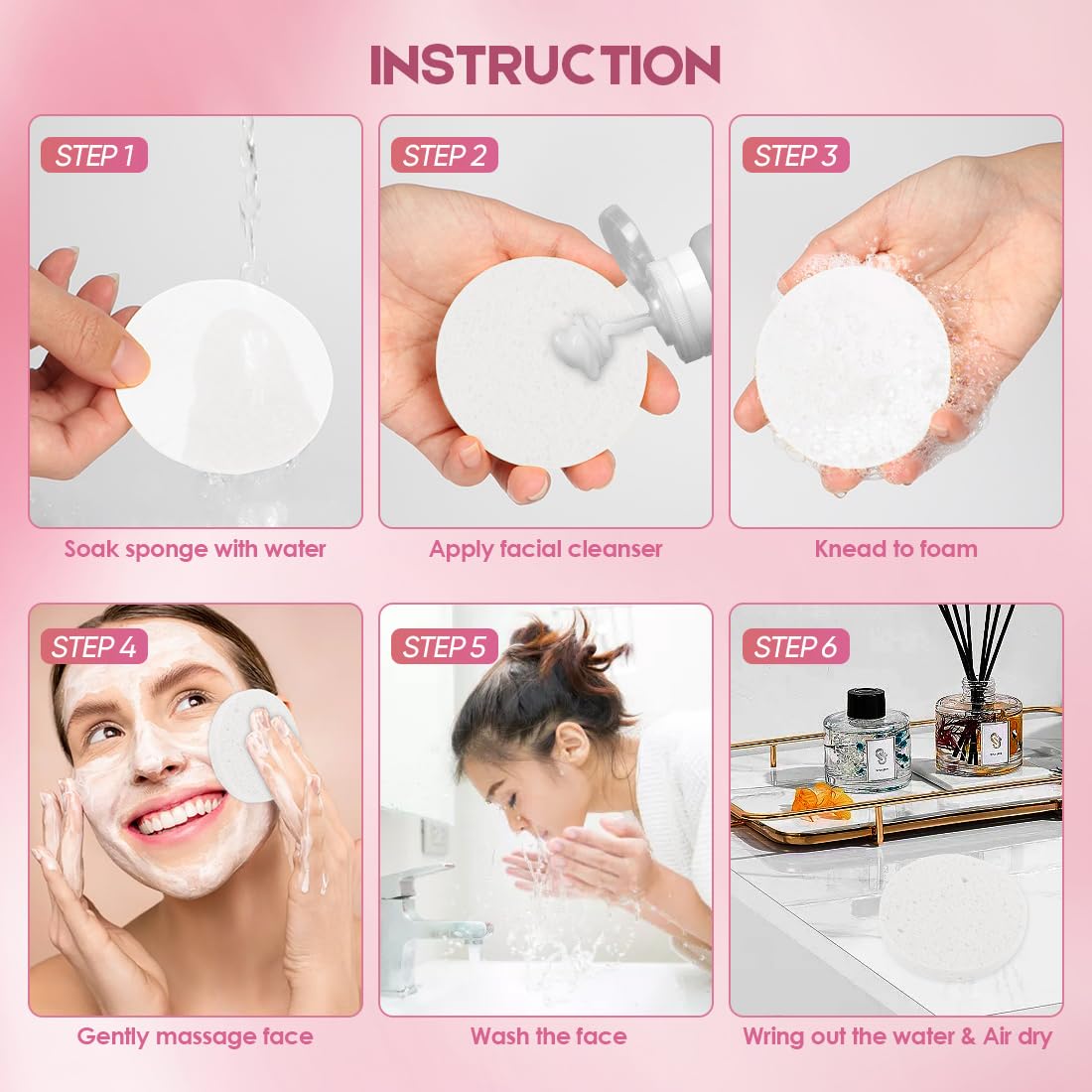 AIDEA natural cellulose sponges close-up highlighting soft texture for gentle exfoliation