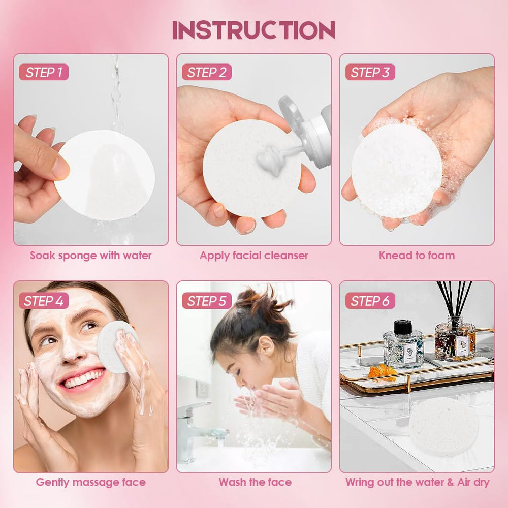 AIDEA natural cellulose sponges close-up highlighting soft texture for gentle exfoliation
